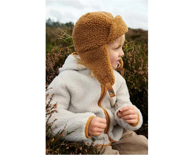 Liewood hanorac polar pentru copii Mara Pile Jacket culoarea bej, cu gluga, neted, LW18920