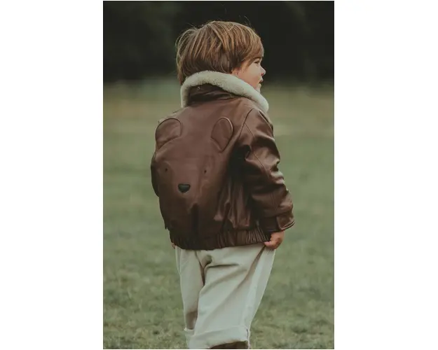 Donsje jacheta bomber din piele pentru copii Yuki Leather Jacket Bear culoarea maro, 4058502