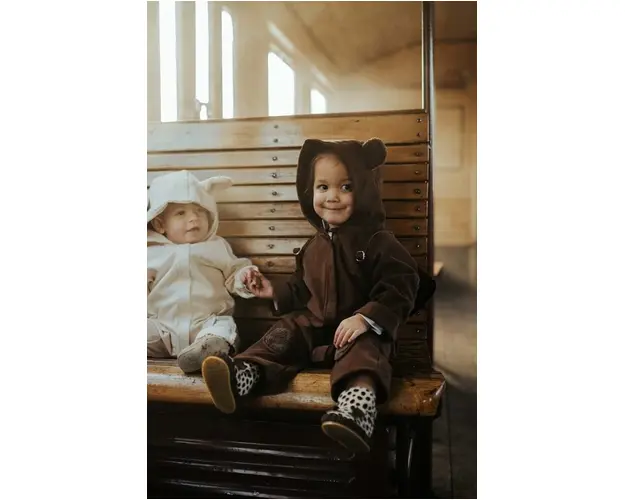 Donsje combinezon bebe Lonik Jumpsuit Bear culoarea maro, 4084401