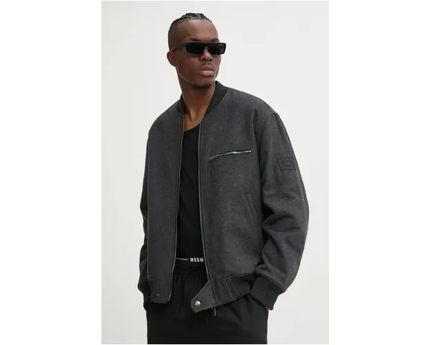 Iceberg jacheta bomber din amestec de lana culoarea gri, de tranzitie, oversize, O071 3068