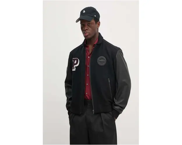 BOSS jacheta bomber din lana x Porsche culoarea negru, de tranzitie, 50523088