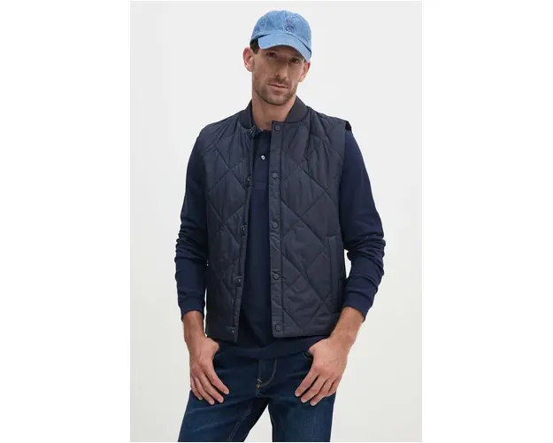 BOSS vesta barbati, culoarea albastru marin, de tranzitie, 50518719