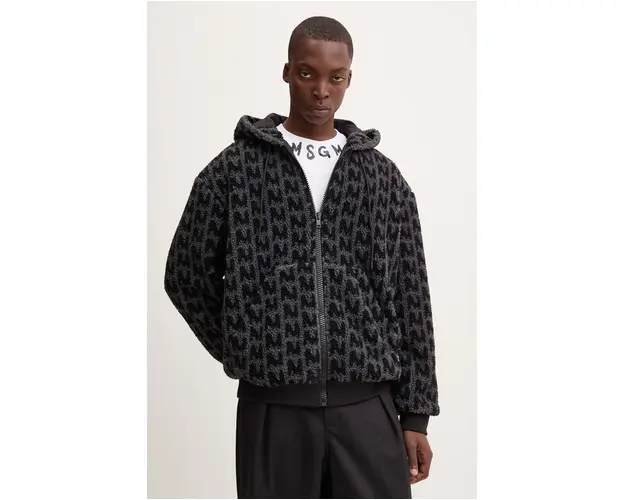 MSGM hanorac fleece culoarea negru, cu gluga, modelator, 3740MH10.247527