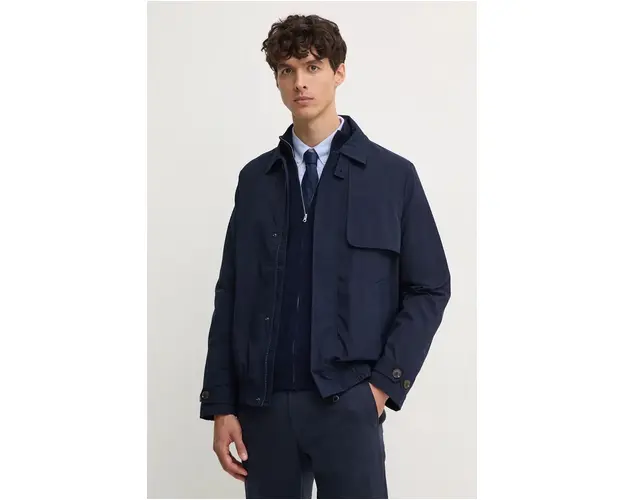 United Colors of Benetton geaca barbati, culoarea albastru marin, de tranzitie, 2Y38UN05A