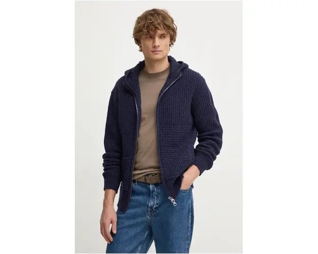 United Colors of Benetton cardigan din lana culoarea albastru marin, 123MU5014