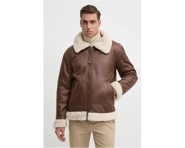 Alpha Industries geaca B3 FL barbati, culoarea maro, de tranzitie, 143106