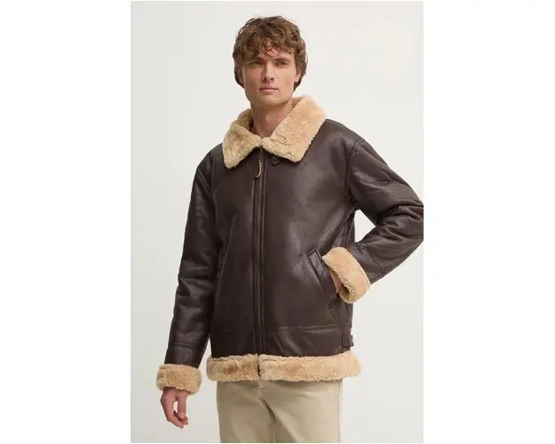 Alpha Industries geaca B3 FL barbati, culoarea maro, de tranzitie, 143106