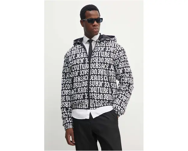 Versace Jeans Couture geaca cu doua fete barbati, culoarea negru, de tranzitie, 77GAUD16 CQD53