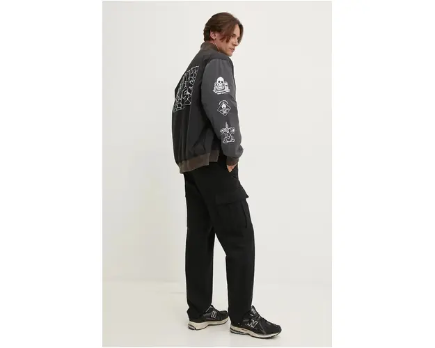 Vans geaca bomber barbati, culoarea negru, de tranzitie, oversize, VN000JY1KOU1
