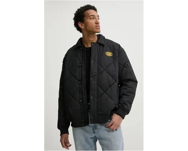 Vans geaca barbati, culoarea negru, de tranzitie, oversize, VN000HNCBLK1