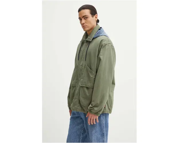 Levi's jacheta de bumbac culoarea verde, de tranzitie, oversize, A8614