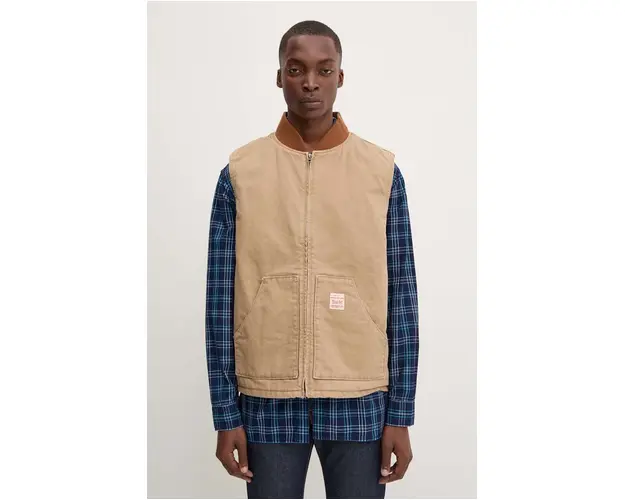 Levi's vesta din bumbac culoarea bej, de tranzitie, A8580