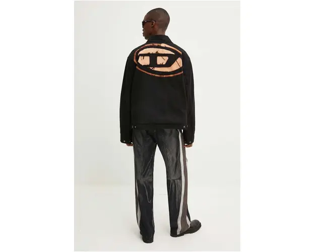 Diesel geaca jeans J-TAYLOR-BLEACH barbati, culoarea negru, de tranzitie, oversize, A14147.0LIBQ