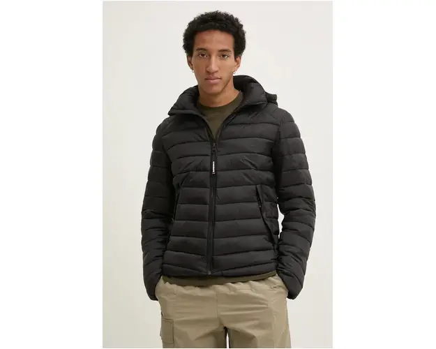 Superdry geaca barbati, culoarea negru, de tranzitie, M5011906A-02A