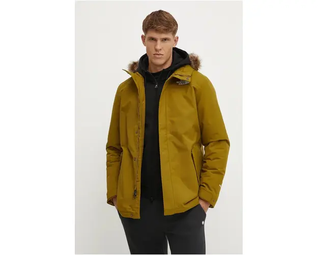 The North Face geaca Zaneck barbati, culoarea verde, de iarna, NF0A4M8H1OB1