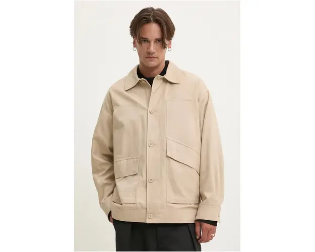 Desigual jacheta de bumbac IDAHO culoarea bej, de tranzitie, oversize, 24WMEW10