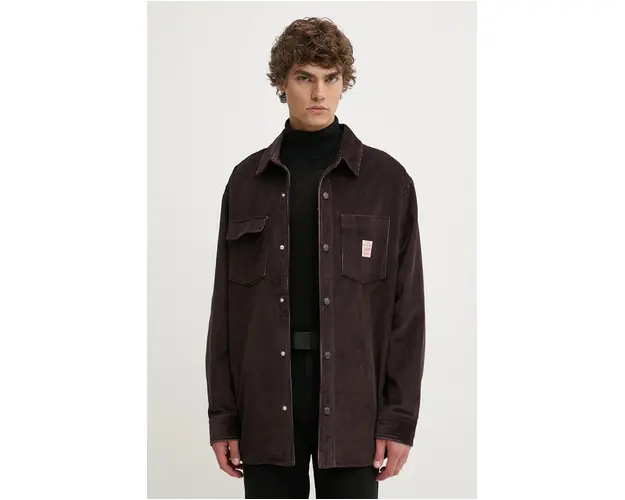 Levi's geaca jeans barbati, culoarea maro, de tranzitie, oversize, A8582