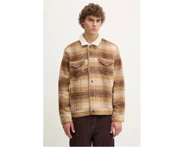 Levi's geaca din amestec de lana culoarea maro, de tranzitie, oversize, A6027