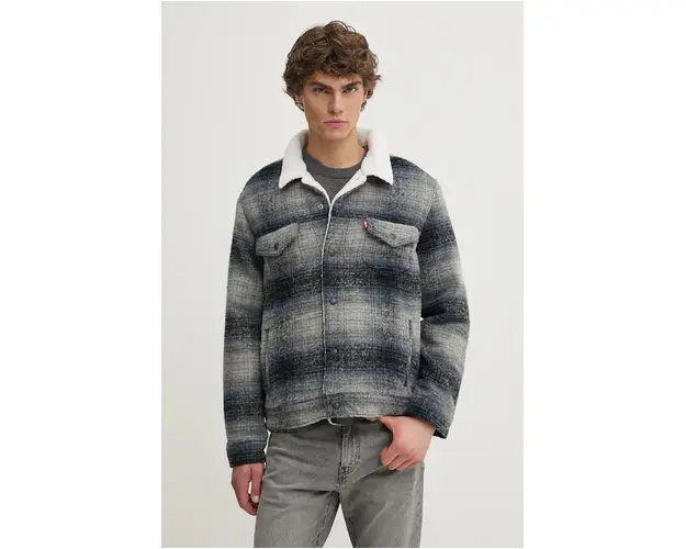 Levi's geaca din amestec de lana culoarea gri, de tranzitie, oversize, A6027