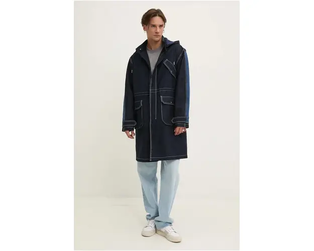 Desigual geaca ADAM barbati, culoarea albastru marin, de tranzitie, 24WMEW08