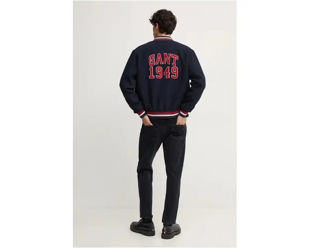 Gant jacheta bomber din lana culoarea albastru marin, de tranzitie, 7006490