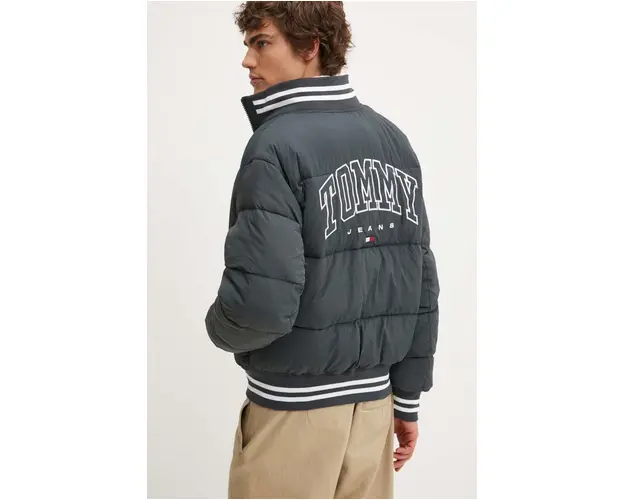 Tommy Jeans geaca bomber barbati, culoarea gri, de iarna, oversize, DM0DM19640