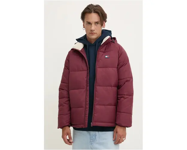 Tommy Jeans geaca barbati, culoarea bordo, de iarna, DM0DM20003
