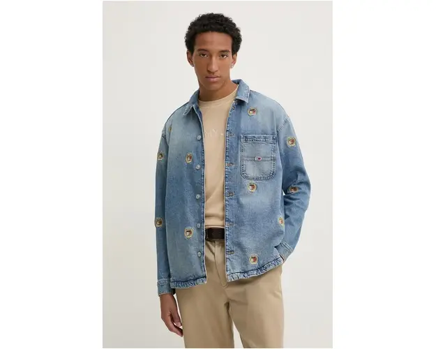 Tommy Jeans geaca jeans barbati, de tranzitie, oversize, DM0DM20437