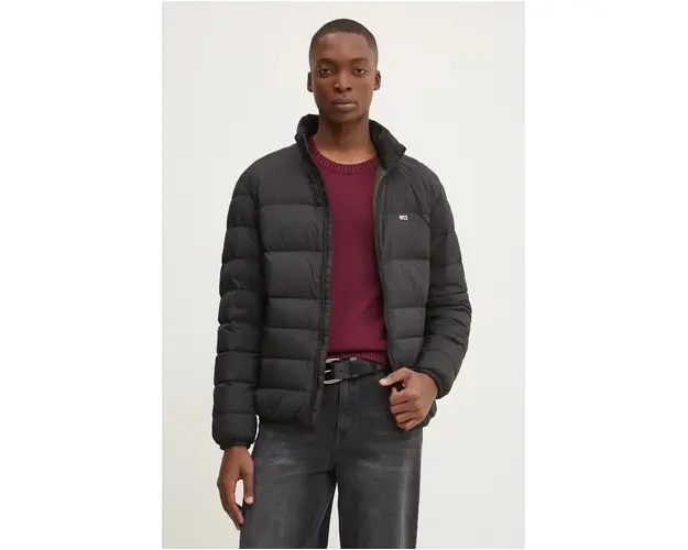 Tommy Jeans geaca de puf barbati, culoarea negru, de tranzitie, DM0DM20686