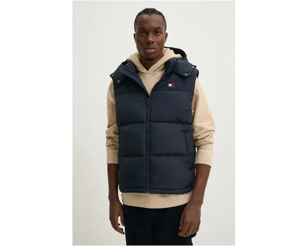 Tommy Jeans vesta de puf barbati, culoarea albastru marin, de iarna, DM0DM19538
