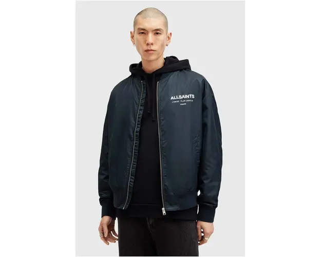 AllSaints geaca bomber UNDERGROUND barbati, culoarea albastru marin, de tranzitie, M024OA