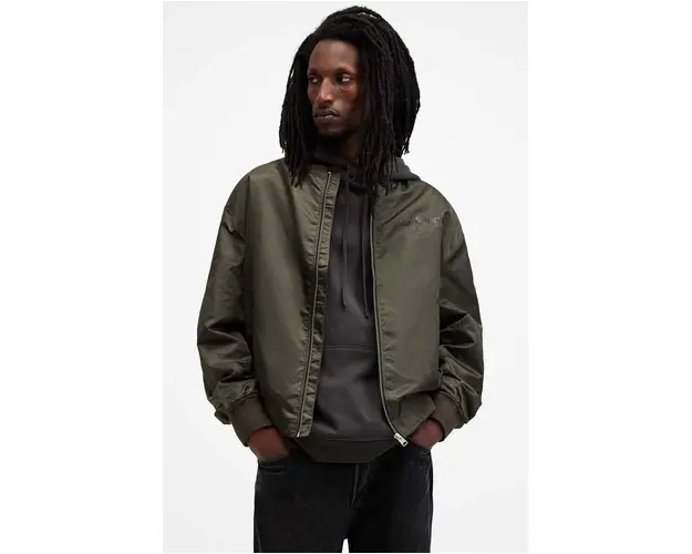AllSaints geaca bomber UNDERGROUND barbati, culoarea verde, de tranzitie, M024OA