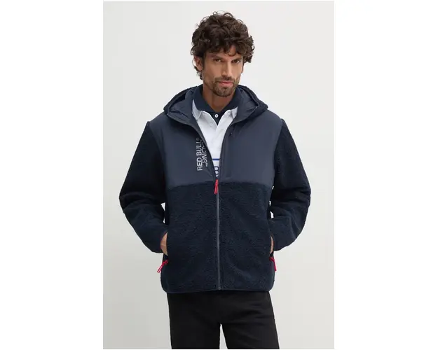 Pepe Jeans bluza Red Bull Racing x Pepe Jeans barbati, culoarea bleumarin, cu gluga, cu imprimeu, RM490005