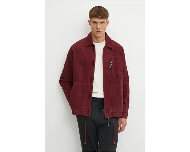 adidas Originals geaca din velur culoarea bordo, de tranzitie, JN1265
