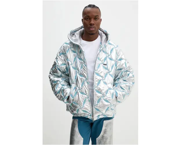 BLUEMARBLE geaca barbati, culoarea argintiu, de tranzitie, oversize, JA68.PL32B24