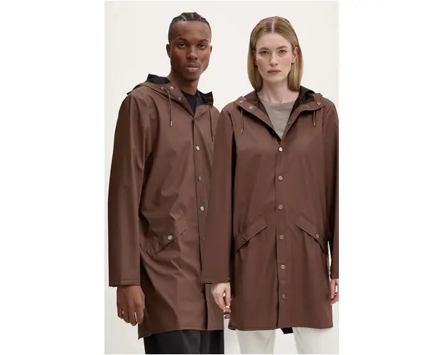 Rains geaca Long Jacket W3 culoarea maro, de tranzitie, 12020-23