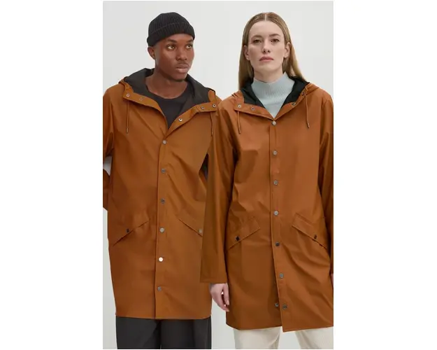 Rains geaca de ploaie Long Jacket W3 culoarea portocaliu, de tranzitie, 12020-63