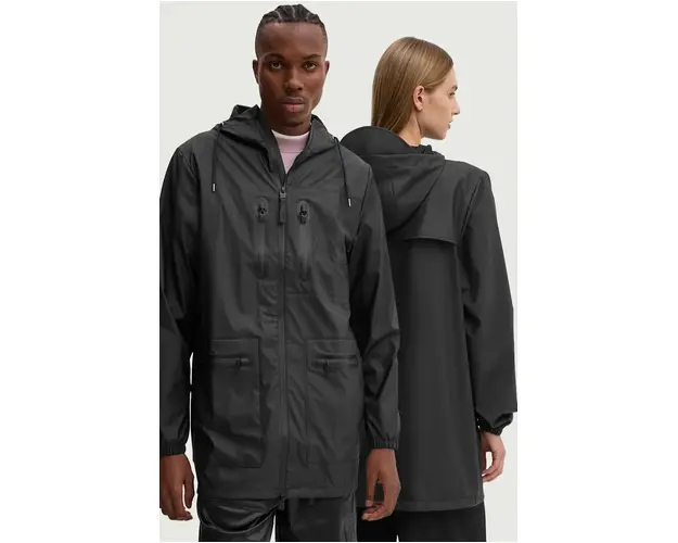 Rains geaca Cargo Long Jacket W3 culoarea negru, de tranzitie, 12060-01