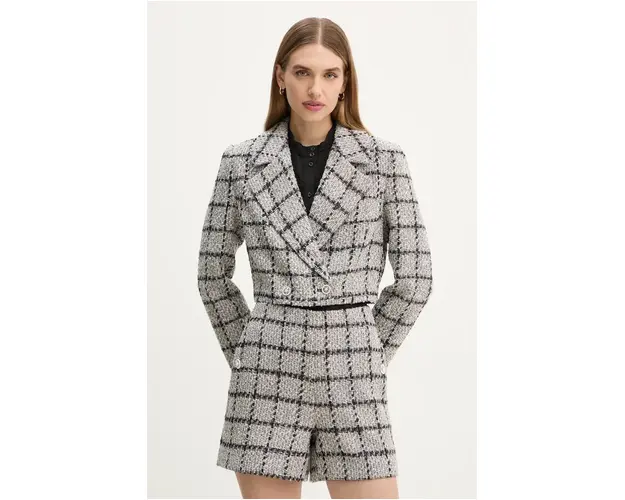 Bruuns Bazaar sacou DoxaBBNanyas short blazer culoarea gri, cu doua randuri de nasturi, modelator, BBW4175