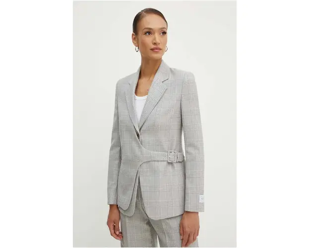 BOSS geaca de lana culoarea bej, un singur rand de nasturi, modelator, 50518405