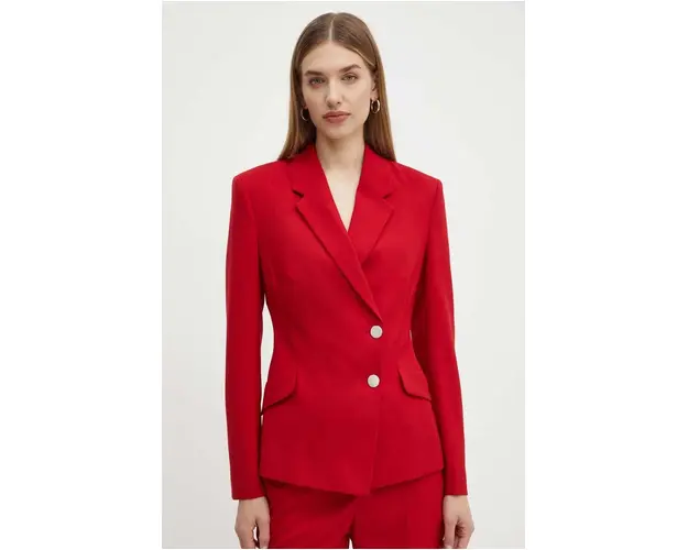 BOSS geaca de lana culoarea rosu, cu doua randuri de nasturi, neted, 50521135