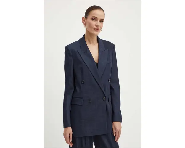 BOSS sacou culoarea albastru marin, cu doua randuri de nasturi, neted, 50521357