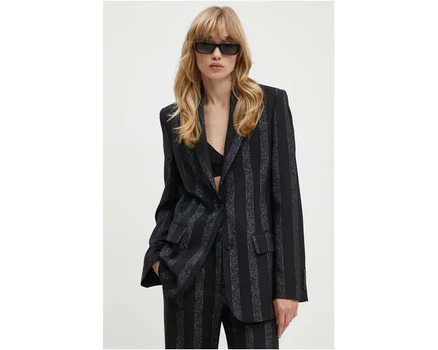 MSGM geaca de lana culoarea negru, un singur rand de nasturi, modelator, 3741MDG17.247604