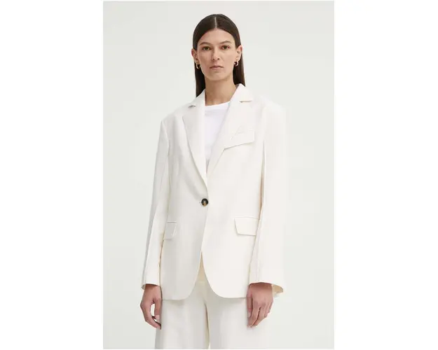 Day Birger et Mikkelsen blazer din amestec de in Marcy - Solid Linen culoarea bej, un singur rand de nasturi, neted, DAY65243278