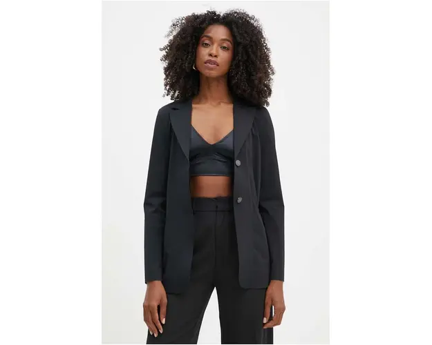 Max Mara Leisure sacou culoarea negru, un singur rand de nasturi, neted, 2426916017600