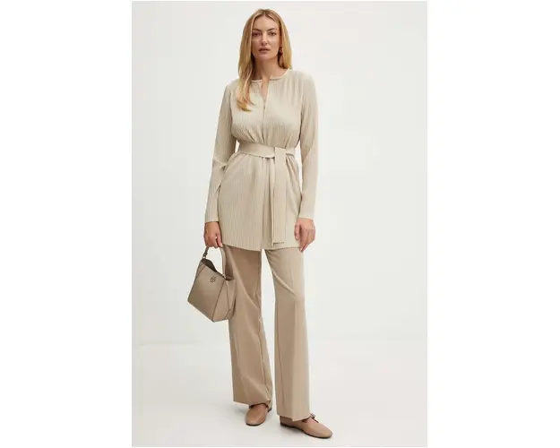 Max Mara Leisure camasa culoarea bej, desfacut, neted, 2426916027600