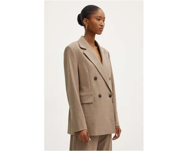 MAX&Co. sacou din lana culoarea bej, cu doua randuri de nasturi, neted, 2426046022200