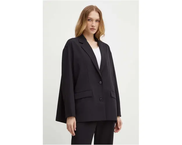 MAX&Co. sacou culoarea negru, oversize, neted, 2426046061200