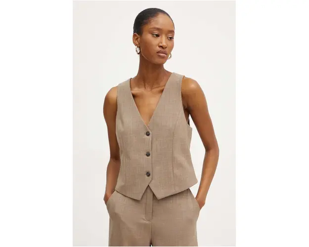 MAX&Co. vesta din amestec de lana culoarea bej, un singur rand de nasturi, 2426156012200