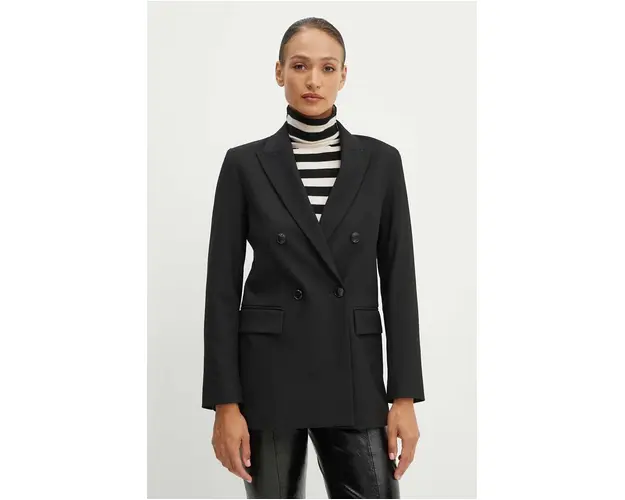 MAX&Co. sacou culoarea negru, cu doua randuri de nasturi, neted, 2428046024200